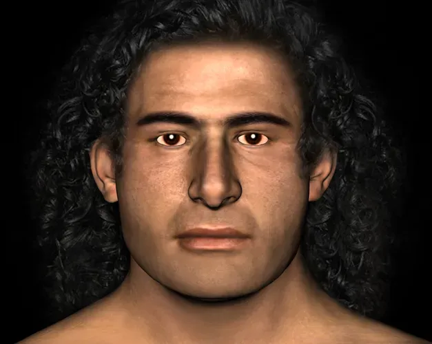 Facial reconstruction performed on the Bronze Age remains of the “Griffin Warrior”. Part of a Palace of Nestor Excavations project in Pylos, Greece.