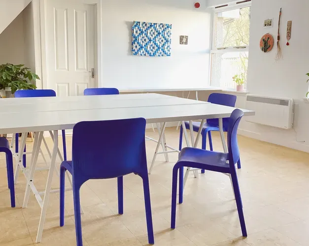 Interior of Central Scotland School of Craft, workshop space with table and chairs