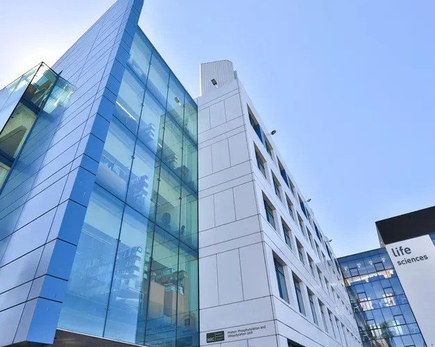 Outside of the Life Sciences building where Discover Centre and MRC PPU are located