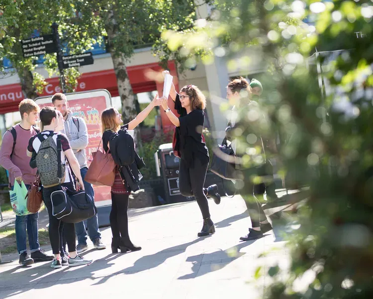 students on campus