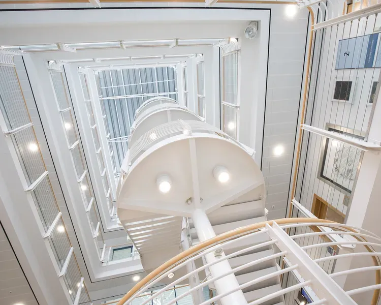 A white stairwell