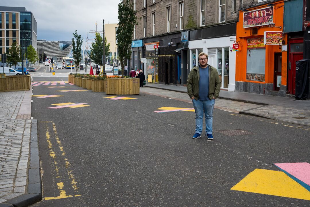 Callum standing on Union street