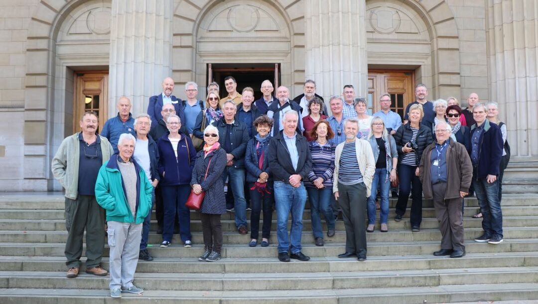 Geology Reunion group photo outside the Caird Hall
