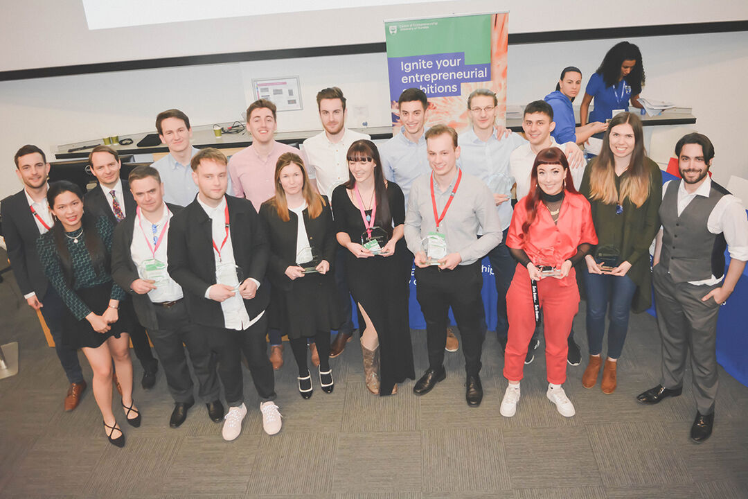 Entrants to Venture Competition 2018 gathered for a group photo with Centre For Entrepreneurship staff