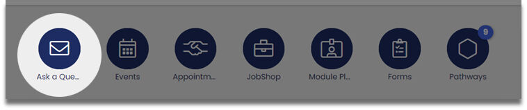 Careers portal options menu with Question highlighted