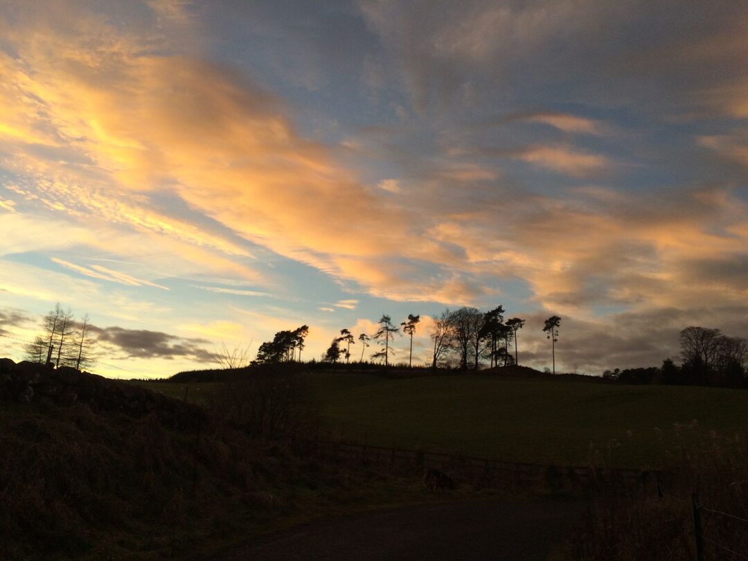 view of sunrise over countryside